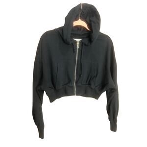 Women Aeropostale Black Crop Top Hoodie Sz S Y2K 2000s Grunge Emo Dark Fairy